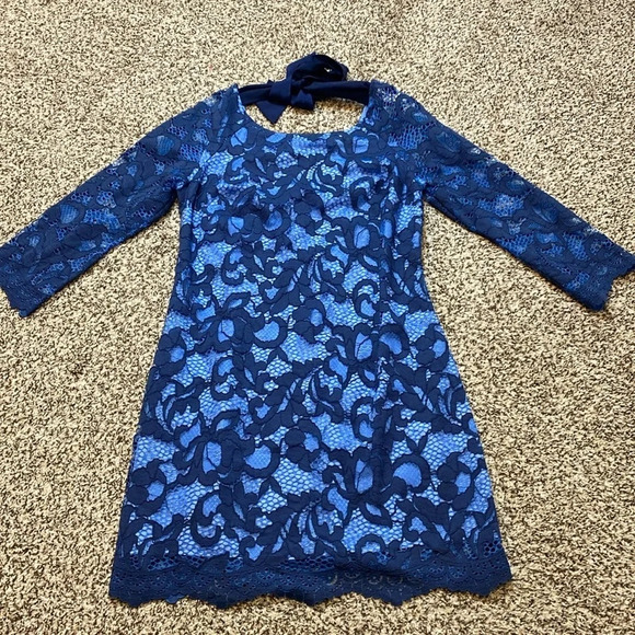 🆕 Lilly Pulitzer Aaliyha True Blue Romantic Corded Lace Overlay - Picture 12 of 12